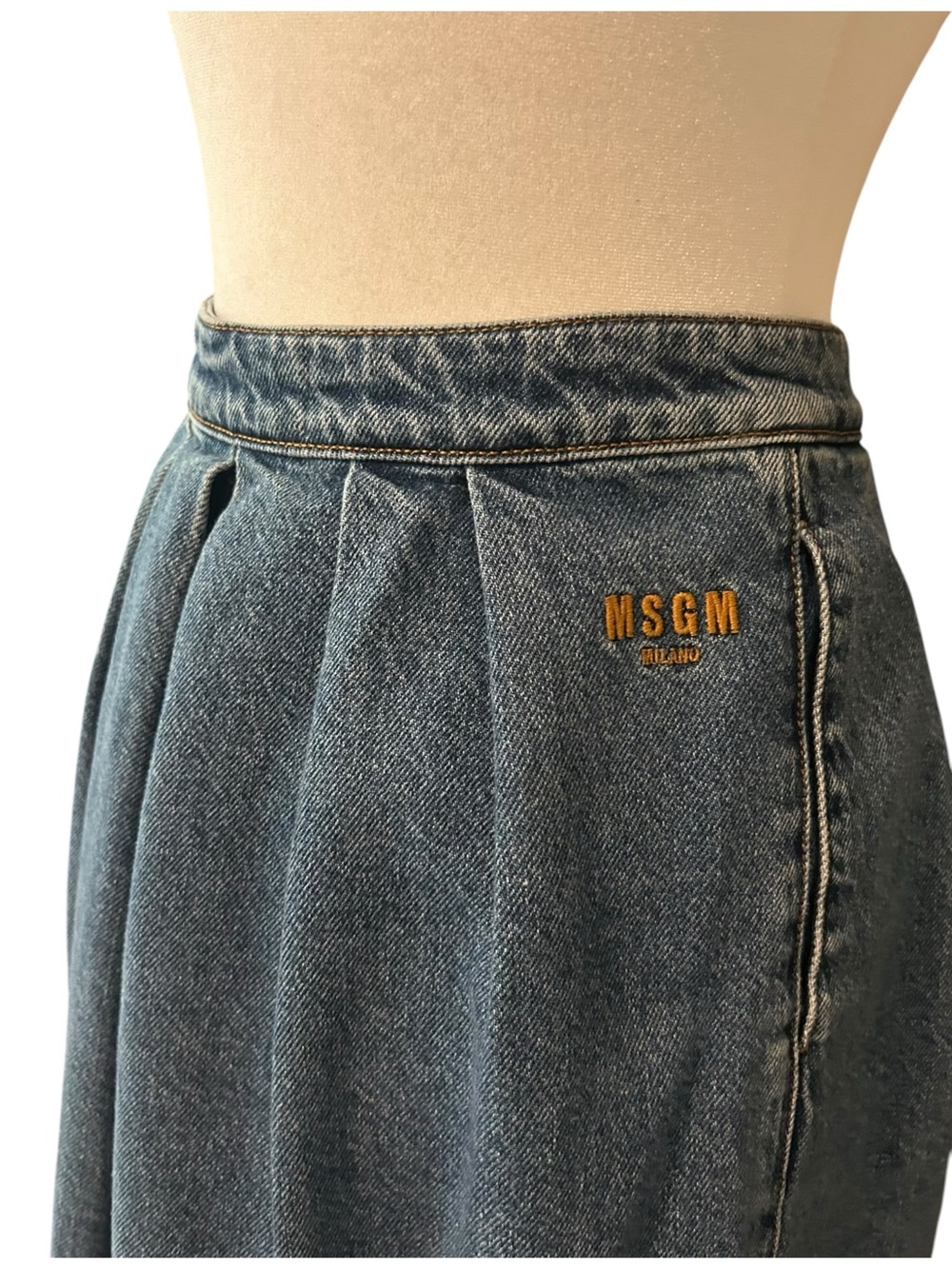 MSGM Milano Raw denim skirt with front metal button fastening SZ IT 38 US 4 - Picture 6 of 10